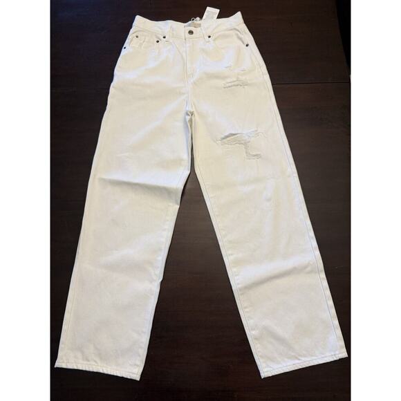 Chelsea & Violet Jeans High Rise Dad White Denim Distressed Size 29 - Picture 1 of 13